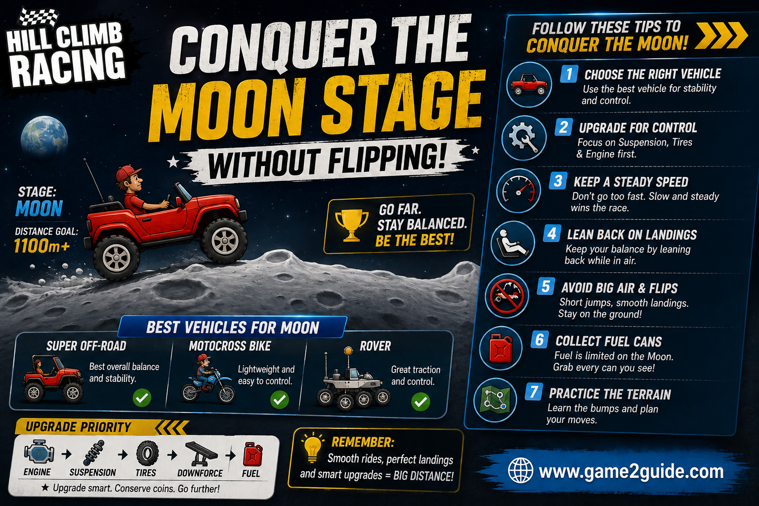 Conquer the Moon Stage in Hill Climb Racing Without Flipping