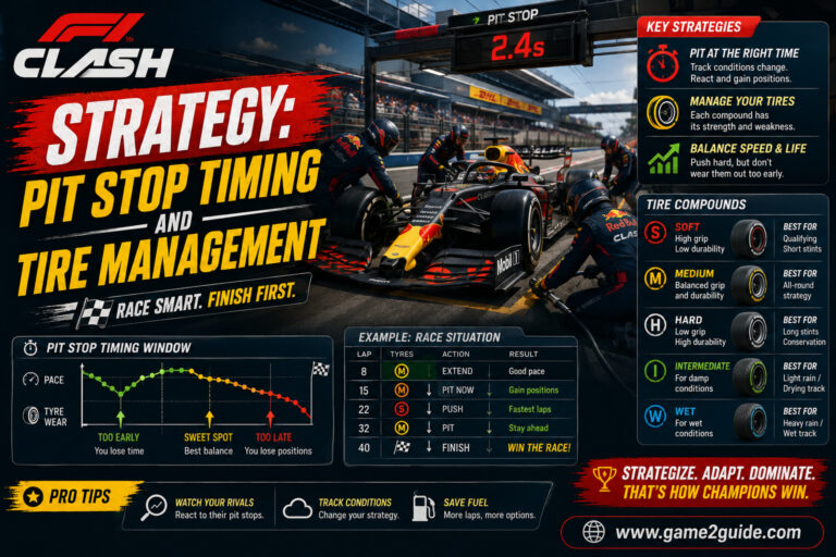 F1 Clash Strategy Pit Stop Timing and Tire Management