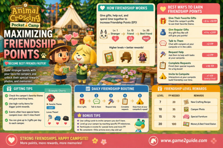 Maximizing Friendship Points in Animal Crossing Pocket Camp